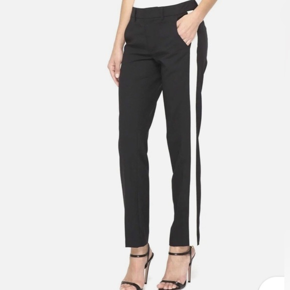 VINCE Strapping Trousers Black Low Rise Pants White Racer Stripe Size 0 - Picture 2 of 15